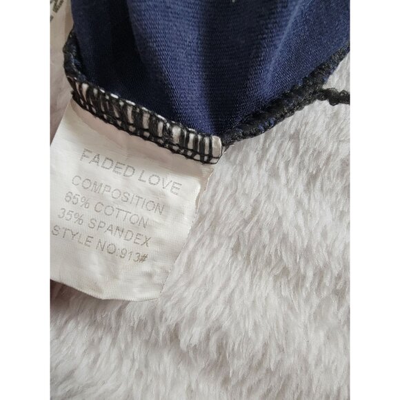 Faded Love Womens Floral Tiger Embroidered Navy Short Sleeve Mini Dress Medium - Picture 4 of 9